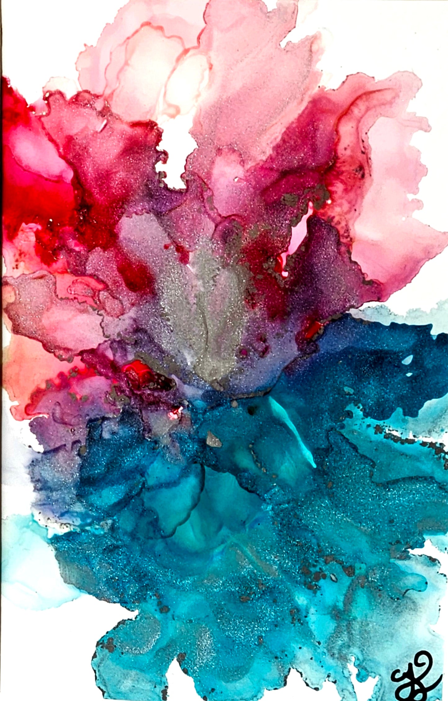 SPRING BLOOMS  6'x8' Framed Alcohol Ink (Small)